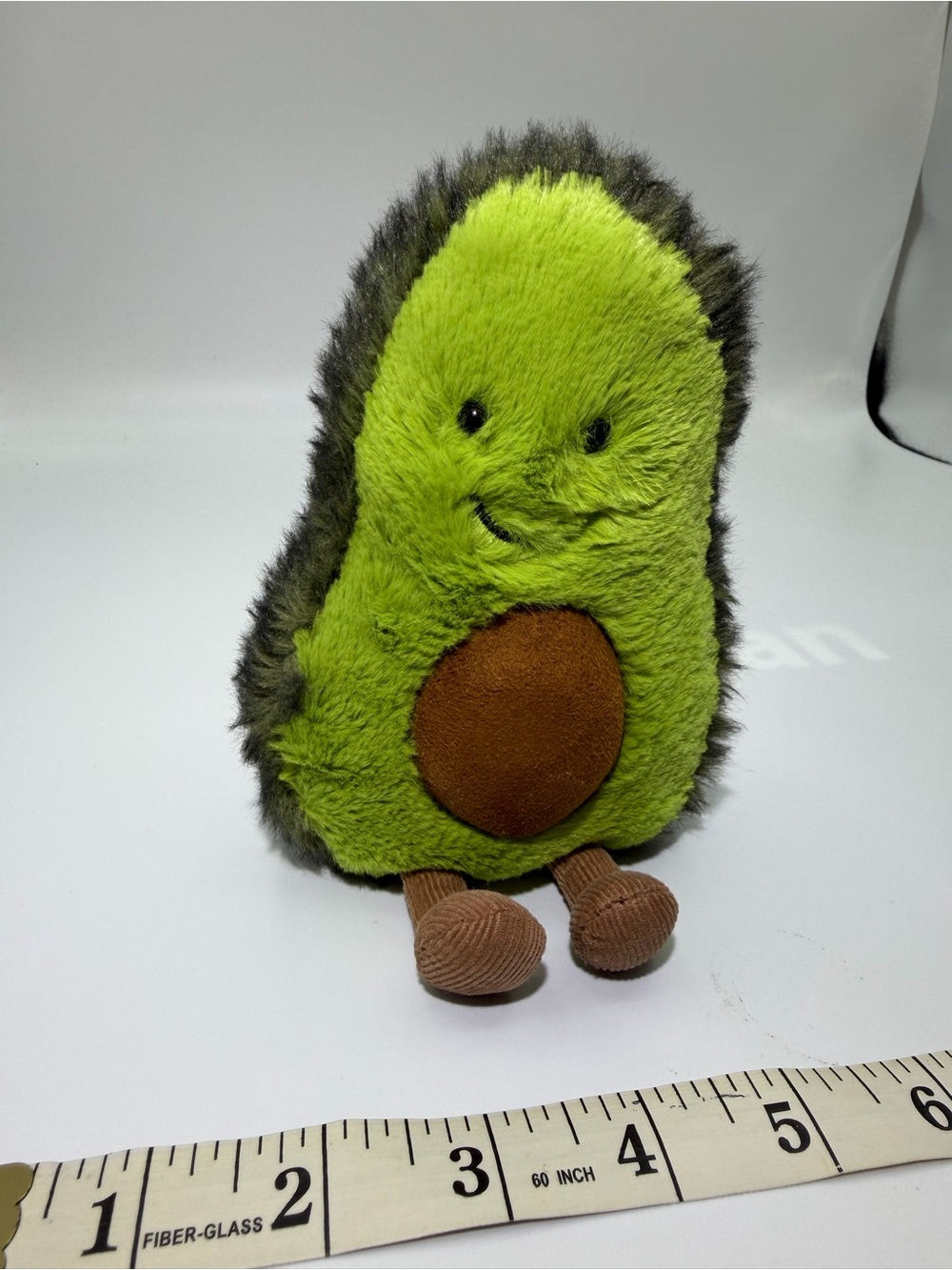 Jellycat Bright Lime Avocado Plush with Brown Corduroy Seed and Legs